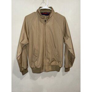 VINTAGE MENS EDDIE BAUER Medium TAN KHAKI BOMBER USA MADE JACKET Zip Up Light